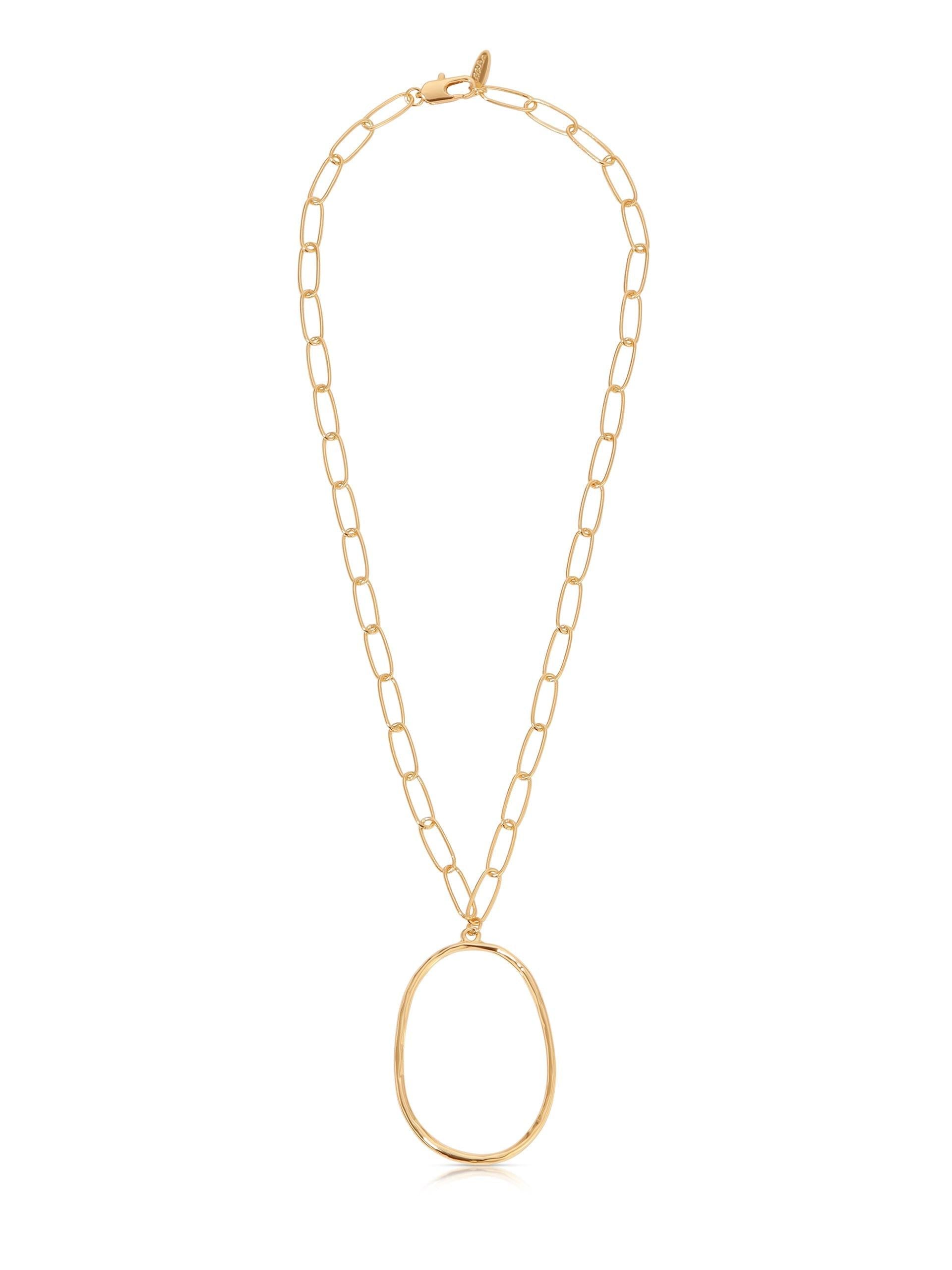 Large Oval Pendant Chain Link Necklace - Flying Tomato - Necklaces - Ettika