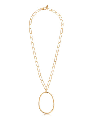 Large Oval Pendant Chain Link Necklace - Flying Tomato - Necklaces - Ettika