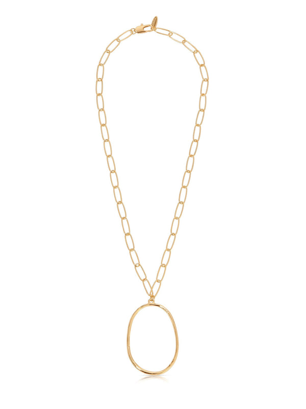 Large Oval Pendant Chain Link Necklace - Flying Tomato - Necklaces - Ettika