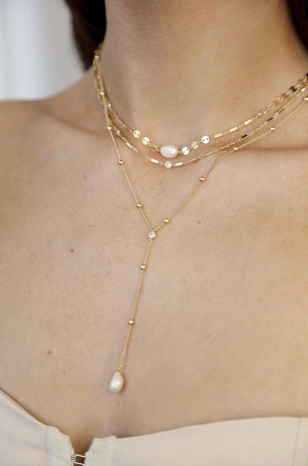Forever Falling Pearl Lariat - Flying Tomato - Necklaces - Ettika