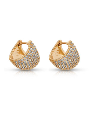Pavé Encrusted Huggie Hoops - Flying Tomato - Earrings - Ettika