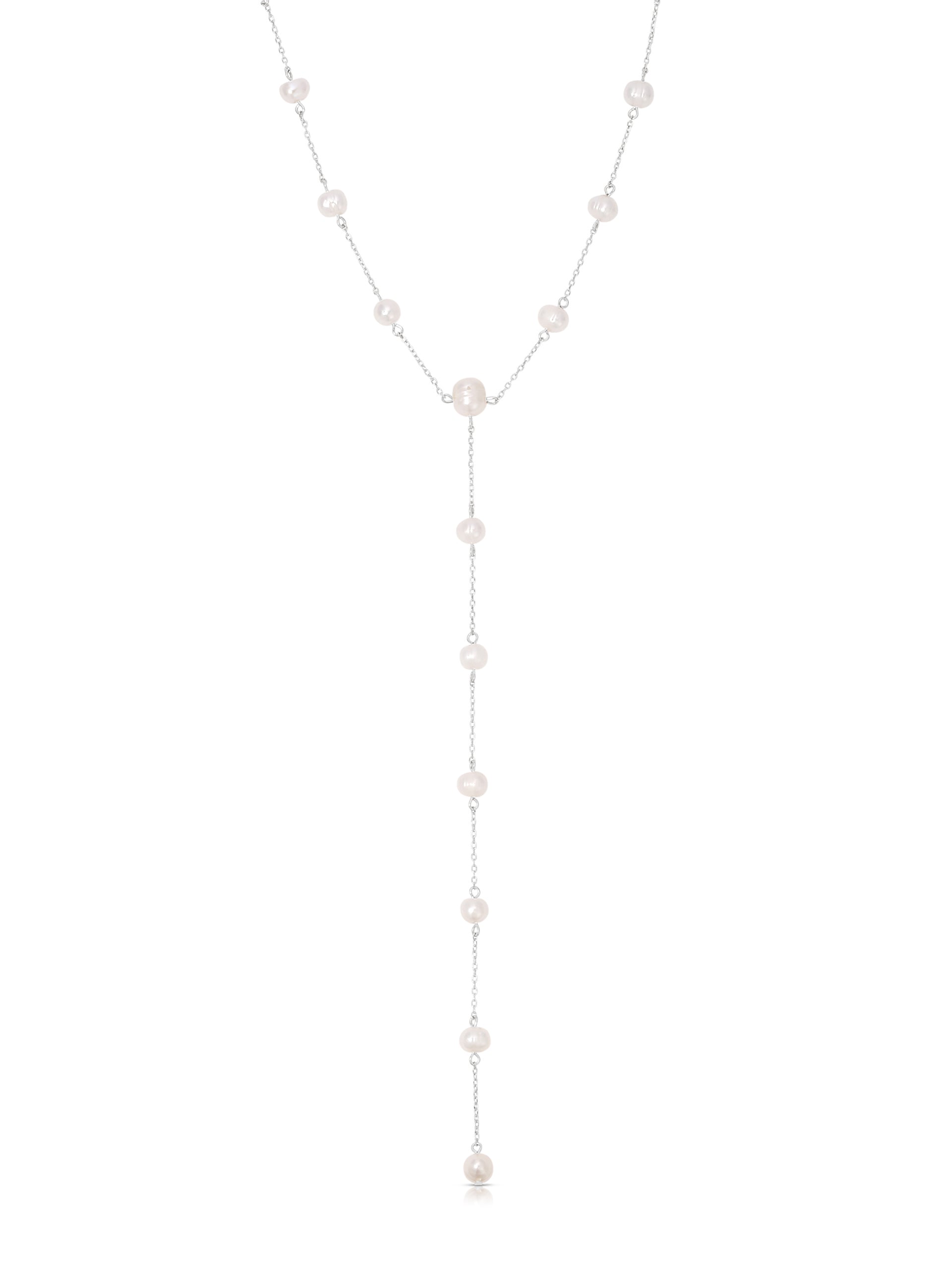 Dripping Pearl Lariat Necklace