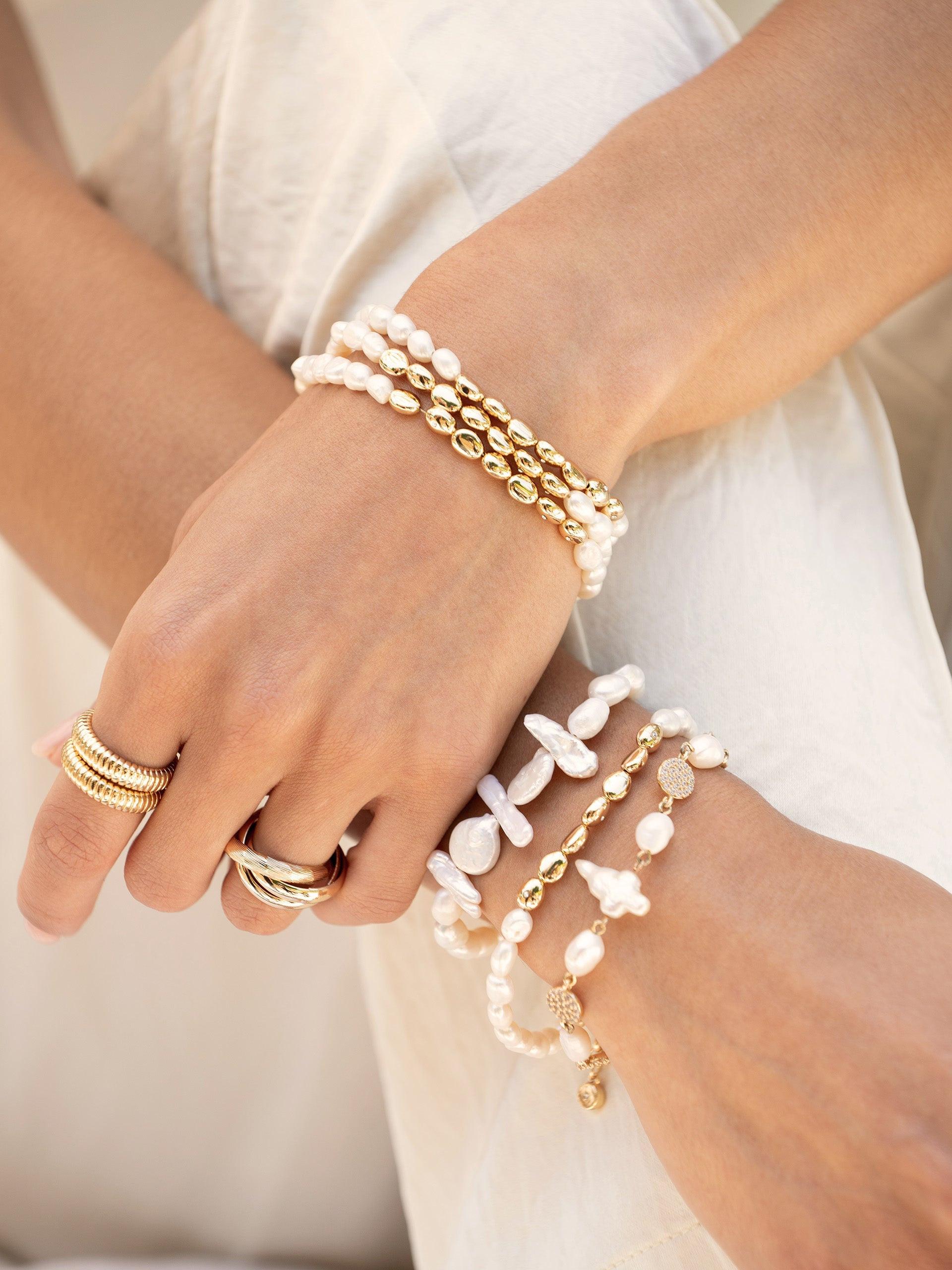 Freshwater Pearl Polished Pebble Bracelet - Flying Tomato - Bracelets - Ettika