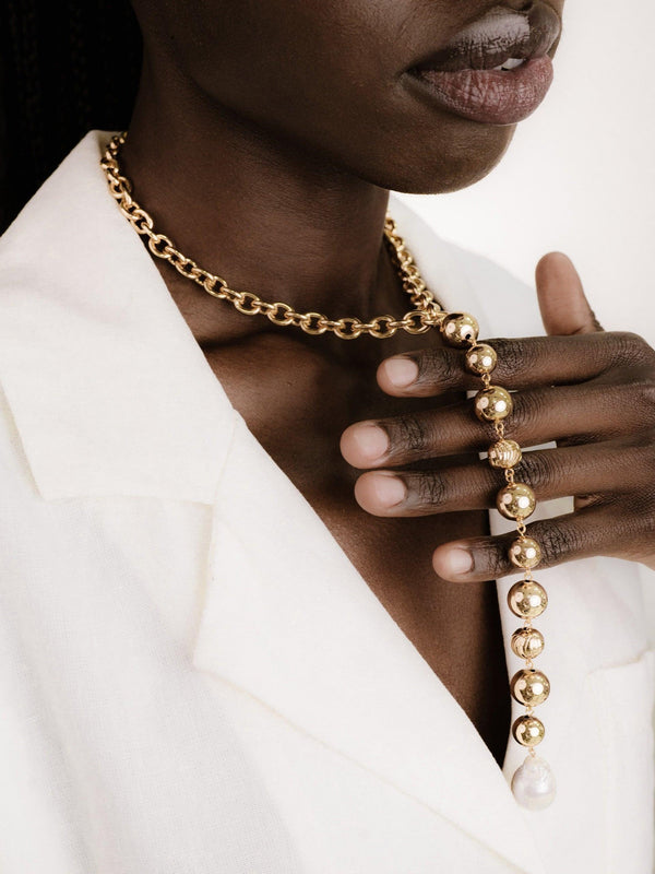 Deep Drop Pearl Lariat Necklace - Flying Tomato - Necklaces - Ettika