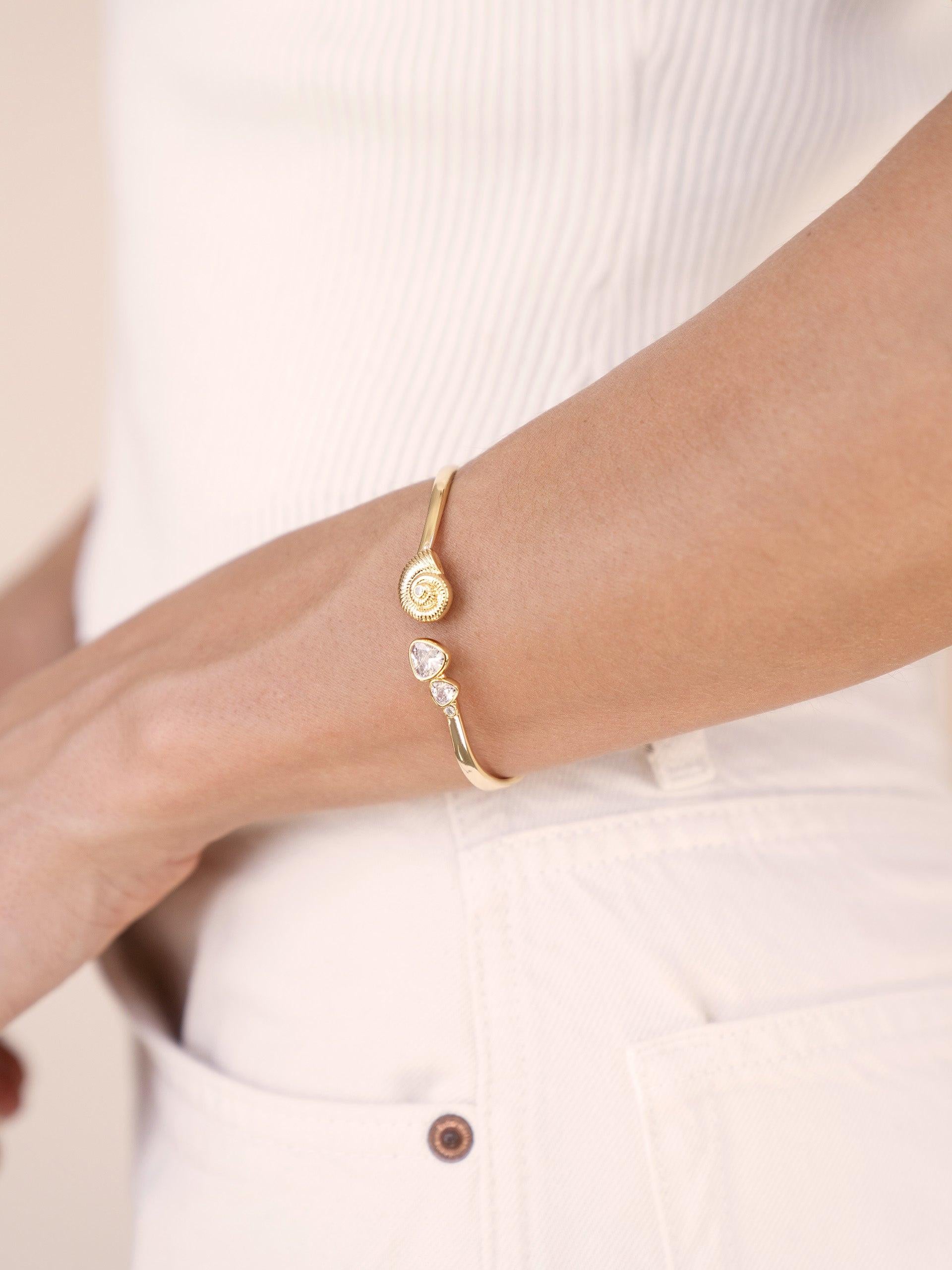 Golden Nautilus Shell Cuff Bracelet - Flying Tomato - Cuffs and Bangles - Ettika
