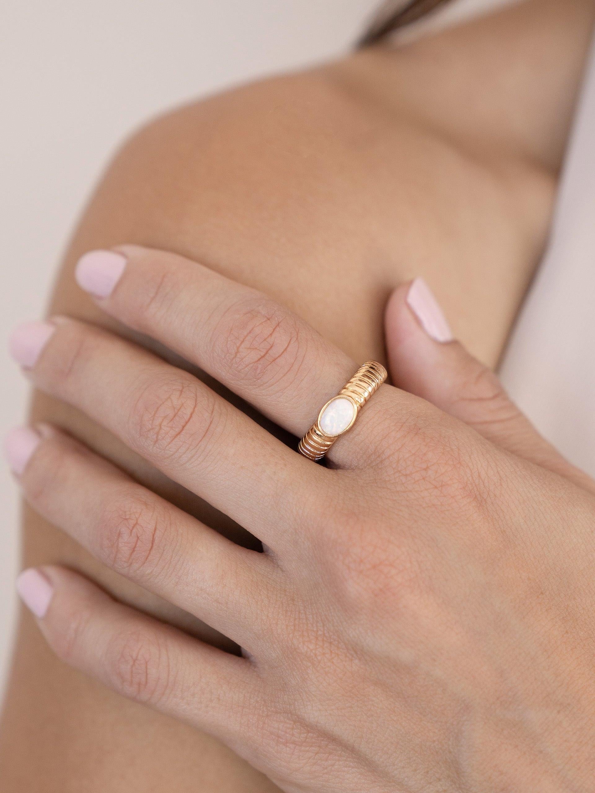 Opal Flex Ribbed Ring - Flying Tomato - Rings - Ettika