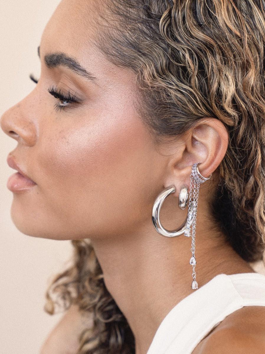Crystal Waterfall Ear Cuff - Flying Tomato - Ear Cuffs - Ettika