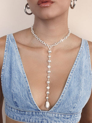 Deep Drop Pearl Lariat Necklace - Flying Tomato - Necklaces - Ettika