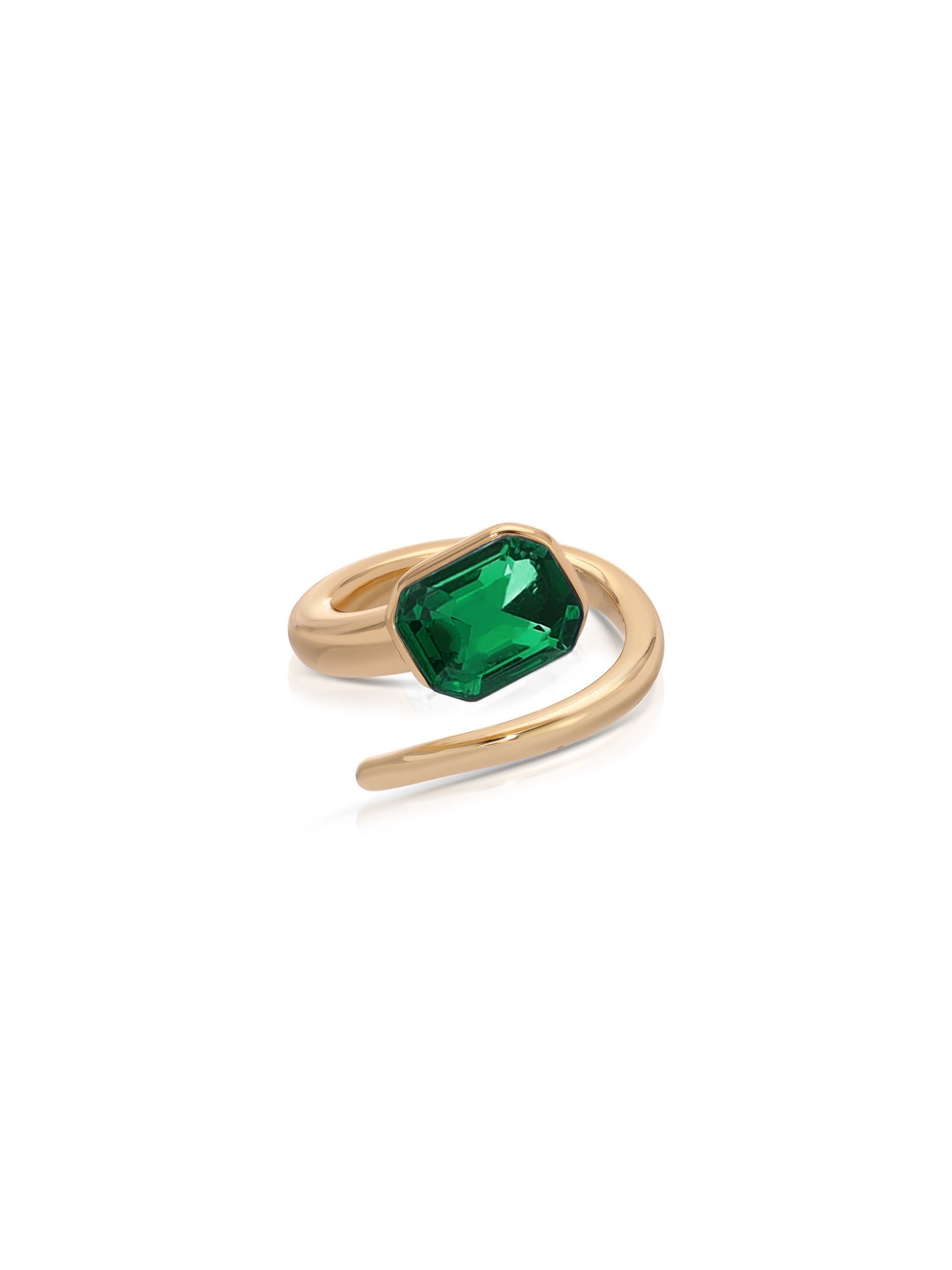 Emerald Deco Wrap Ring - Flying Tomato - Rings - Ettika