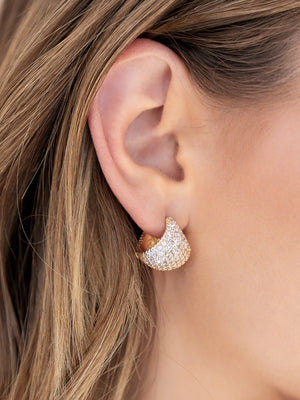 Pavé Encrusted Huggie Hoops - Flying Tomato - Earrings - Ettika