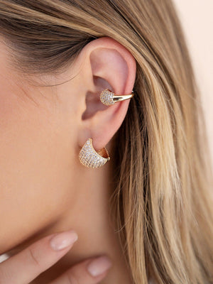Pavé Encrusted Huggie Hoops - Flying Tomato - Earrings - Ettika