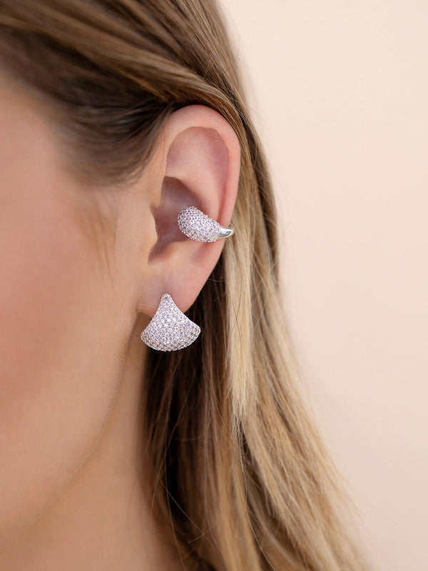 Pavé Encrusted Huggie Hoops - Flying Tomato - Earrings - Ettika