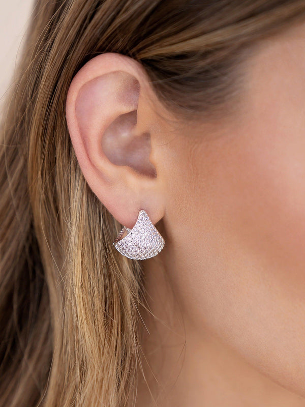 Pavé Encrusted Huggie Hoops - Flying Tomato - Earrings - Ettika