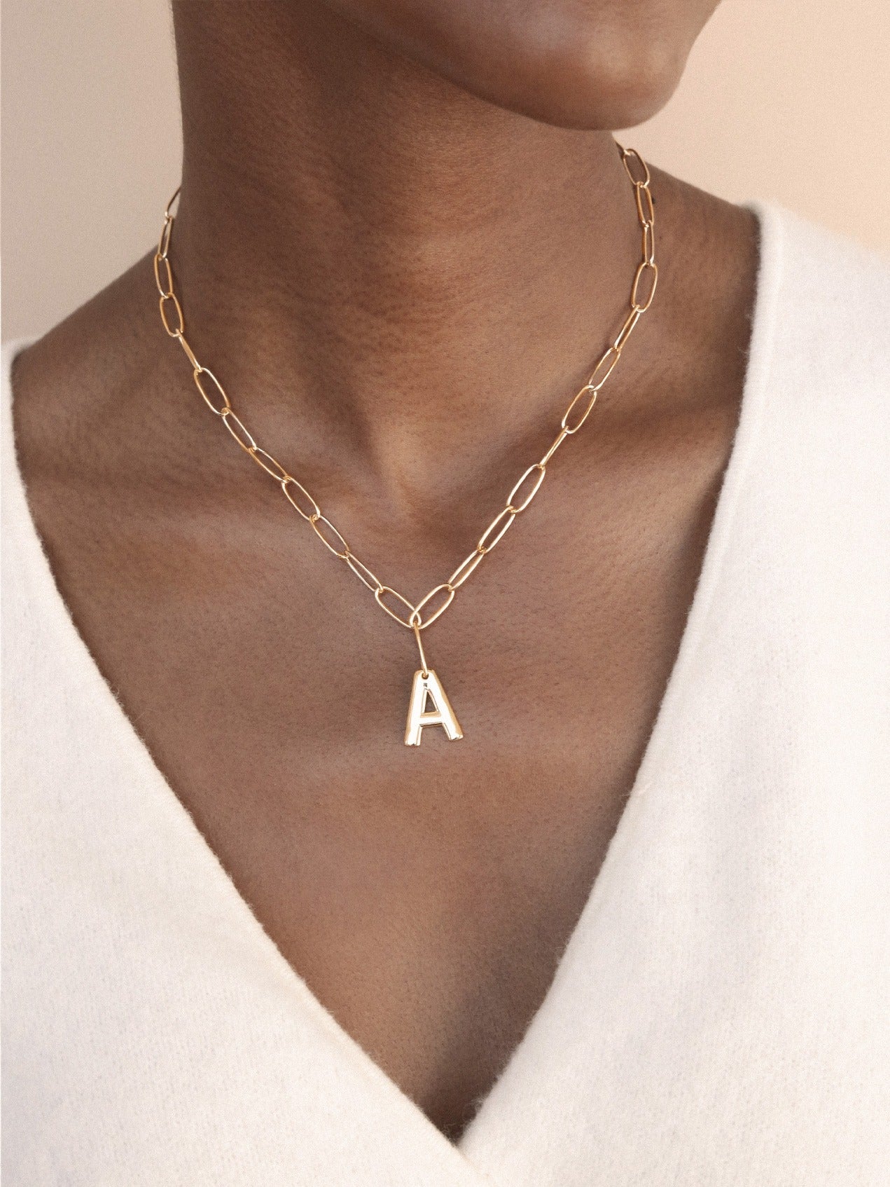 Paperclip Link Initial Necklace