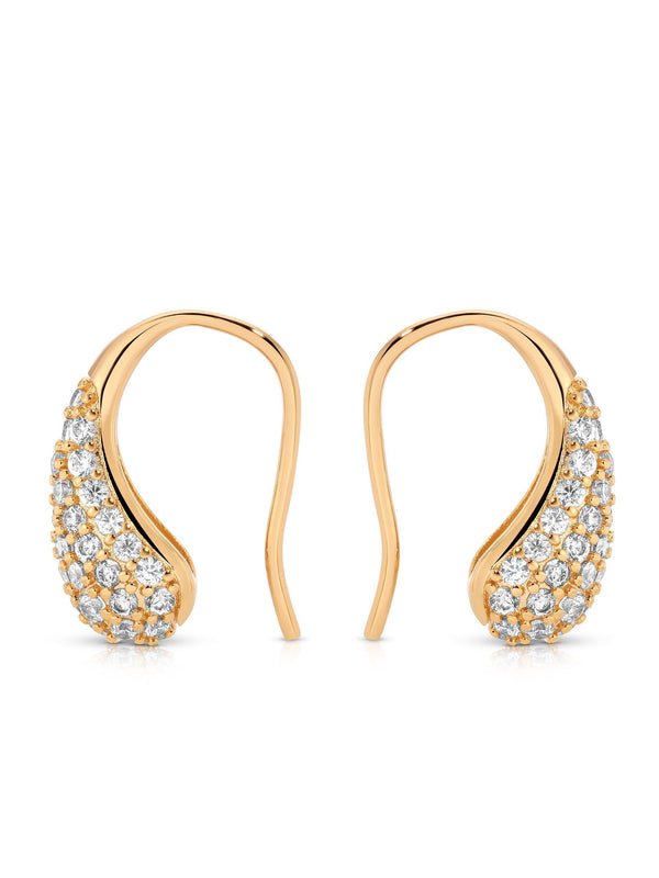 Hooked Pavé and Pearl Earrings - Flying Tomato - Earrings - Ettika