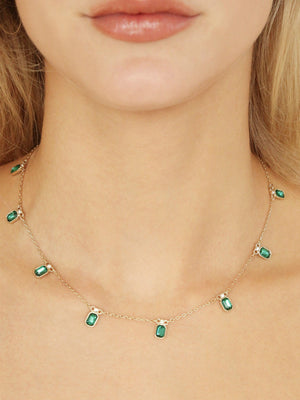 Emerald Deco Charm Necklace - Flying Tomato - Necklaces - Ettika