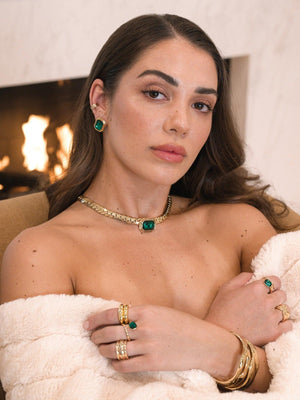 Emerald Deco Necklace - Flying Tomato - Necklaces - Ettika