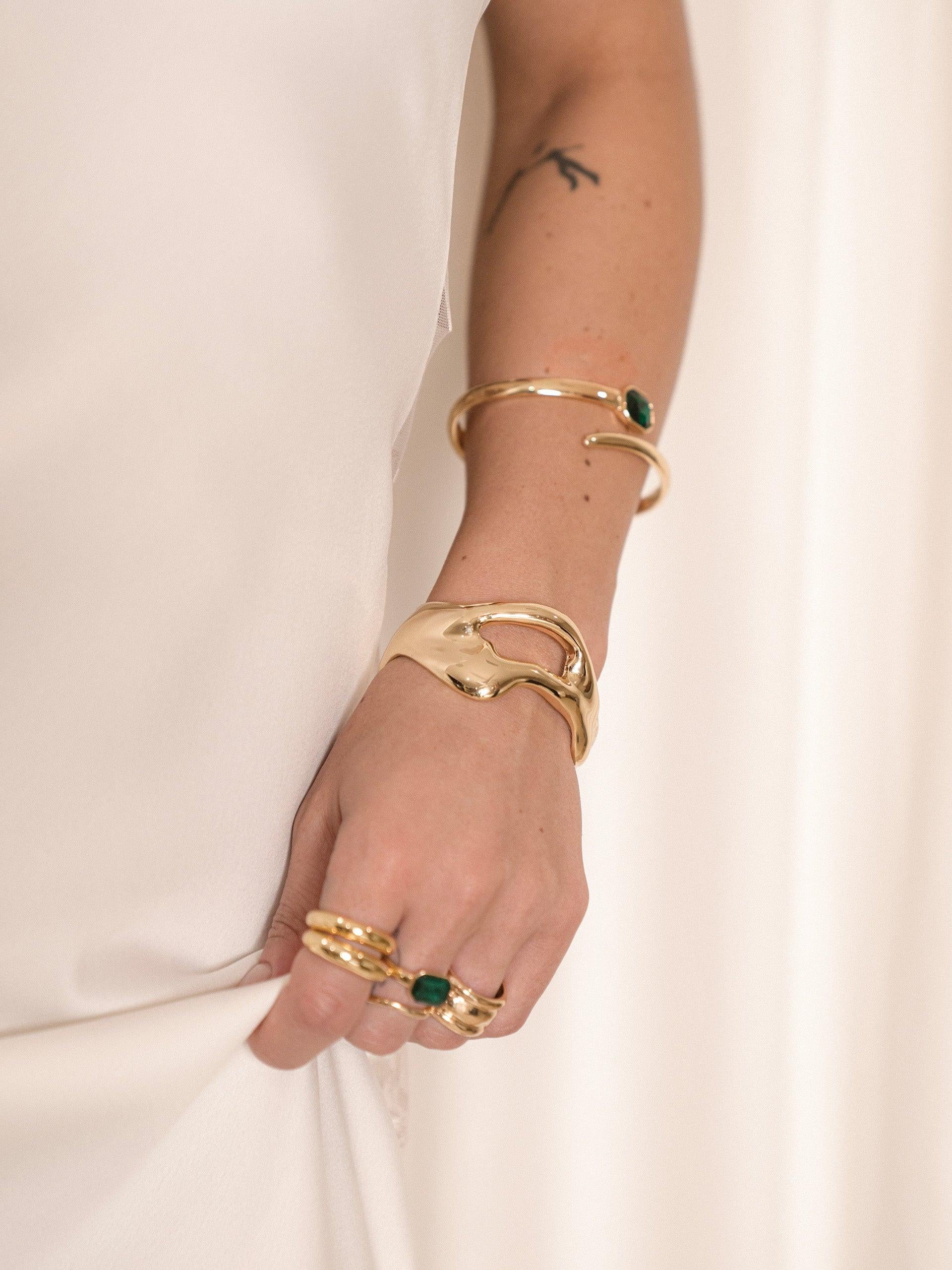 Emerald Deco Wrap Ring - Flying Tomato - Rings - Ettika