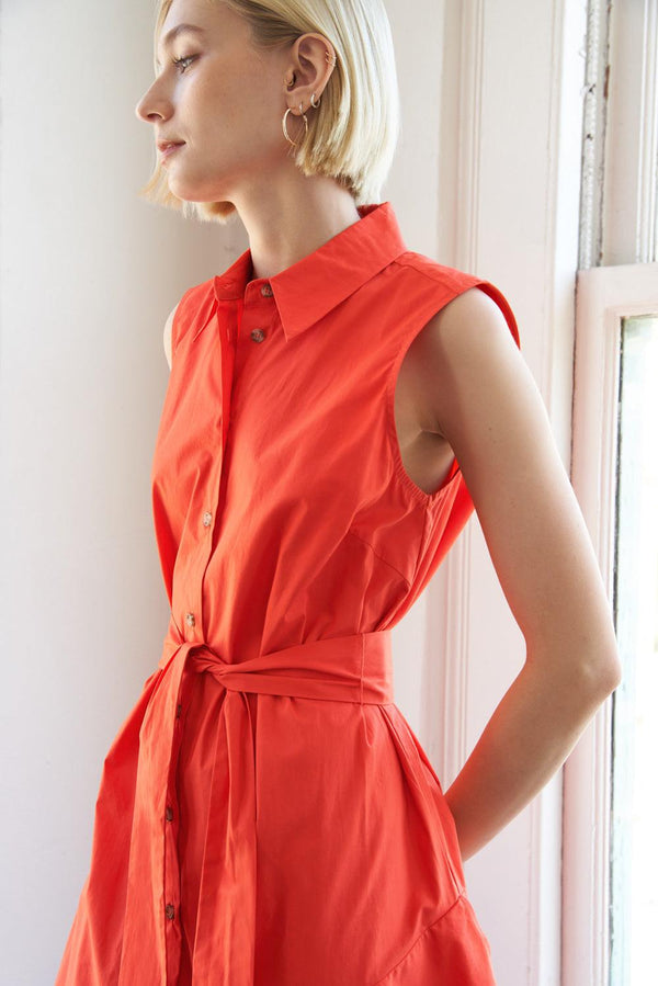 LOOKING MY WAY WOVEN MIDI DRESS.