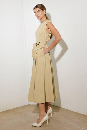DELICATE DREAMS WOVEN MIDI DRESS.
