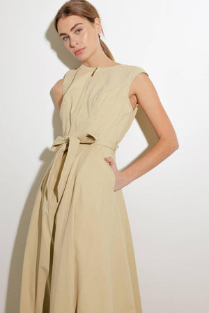 DELICATE DREAMS WOVEN MIDI DRESS.