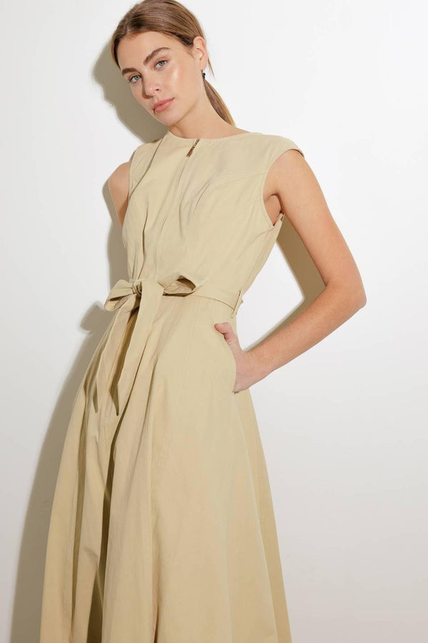 DELICATE DREAMS WOVEN MIDI DRESS.