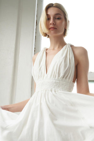 BIG CITY DREAMS WOVEN MIDI DRESS.