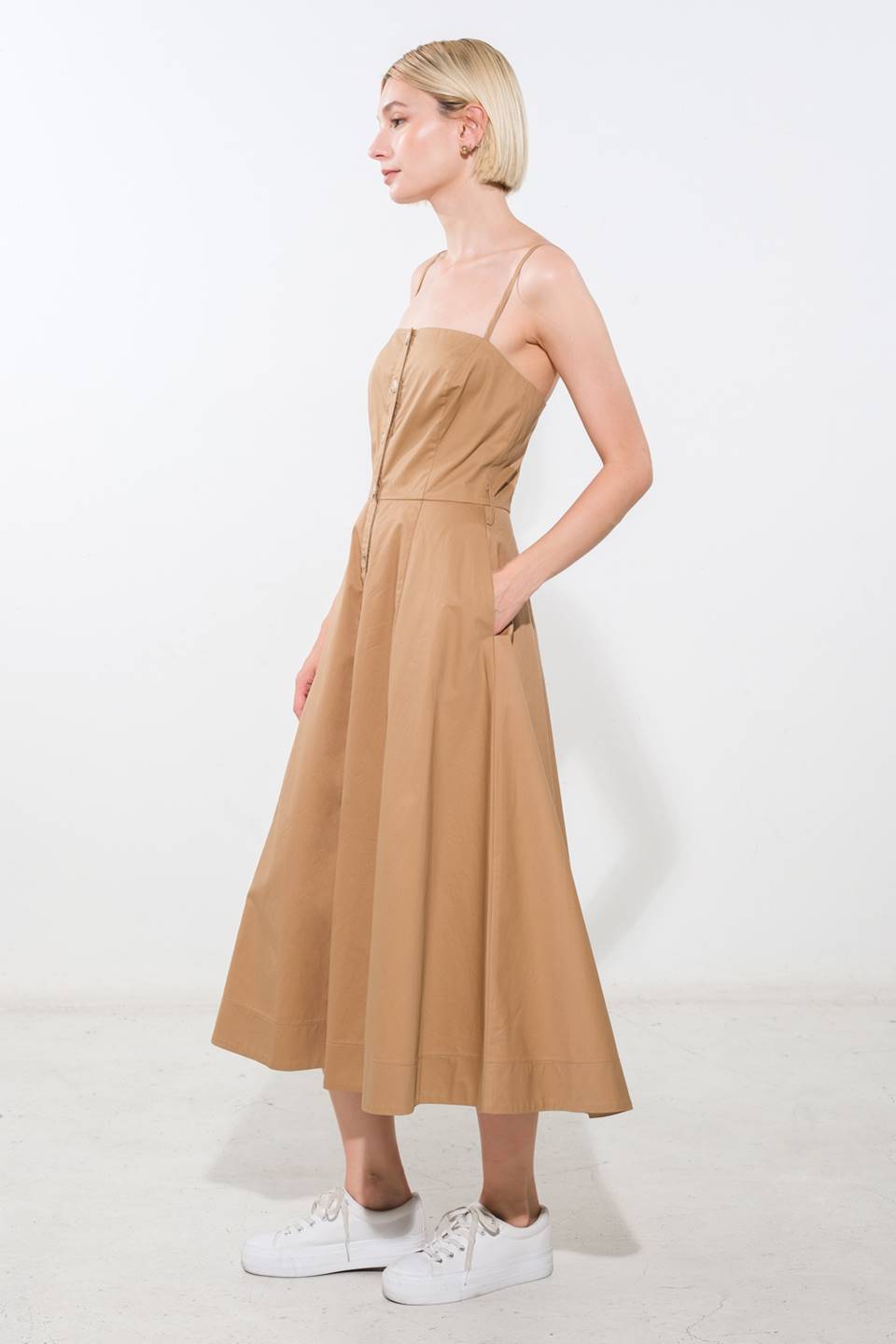 PROOF OF PERFECTION WOVEN MIDI DRESS