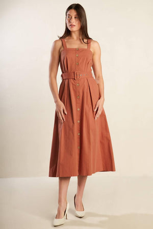 CALIFORNIA DREAMING WOVEN MIDI DRESS.