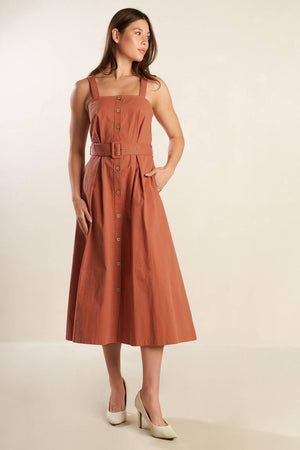 CALIFORNIA DREAMING WOVEN MIDI DRESS.