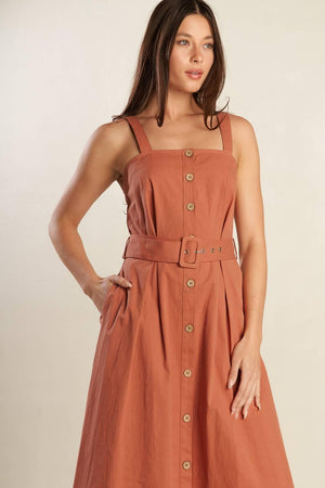 CALIFORNIA DREAMING WOVEN MIDI DRESS.