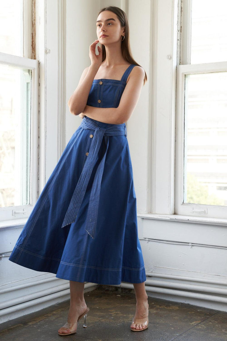 SUNBEAM SPLENDOR WOVEN MIDI DRESS