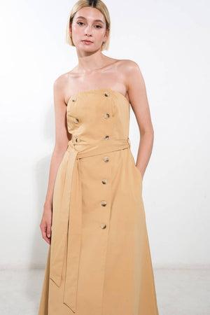 FOLLOW YOU EVERYWHERE WOVEN MIDI DRESS.
