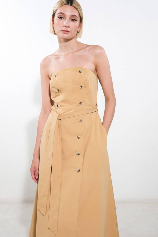 FOLLOW YOU EVERYWHERE WOVEN MIDI DRESS.