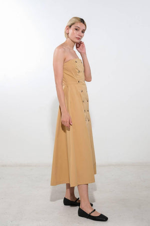 FOLLOW YOU EVERYWHERE WOVEN MIDI DRESS.