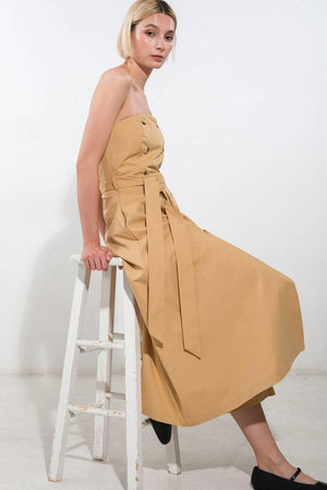 FOLLOW YOU EVERYWHERE WOVEN MIDI DRESS.