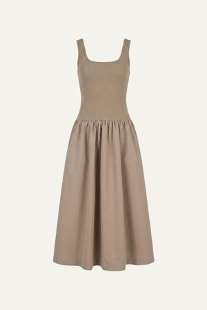 LIGHT UP THE SKY WOVEN MIDI DRESS