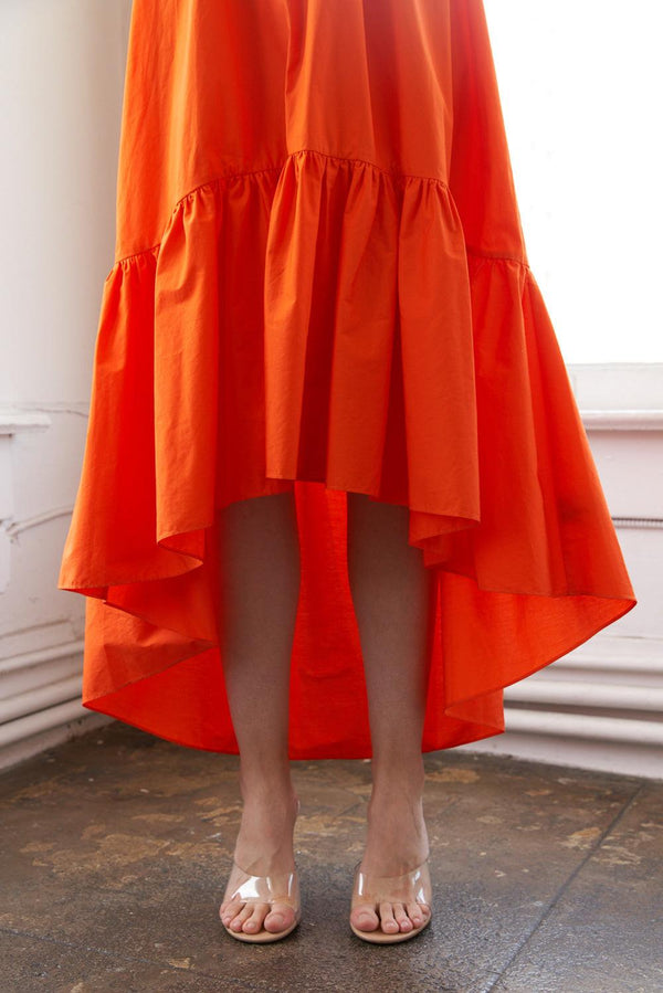 SUNBEAM SPLENDOR WOVEN MIDI DRESS.