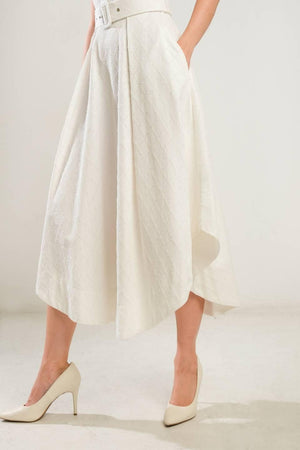 LIFE'S COMPASS WOVEN MIDI DRESS.