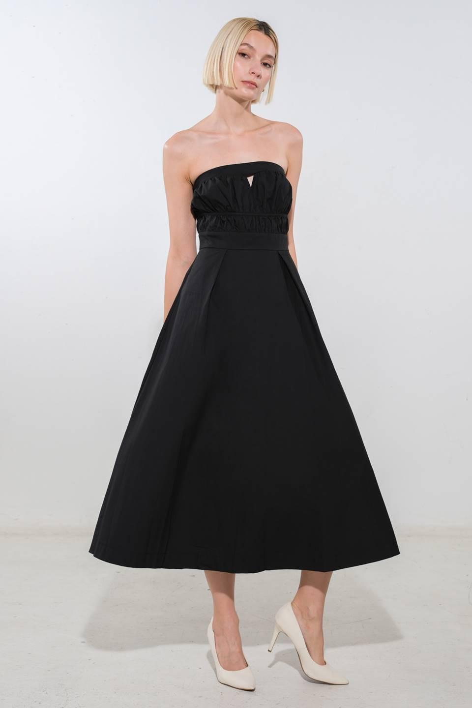 MYSTIC MUSE WOVEN MIDI DRESS.