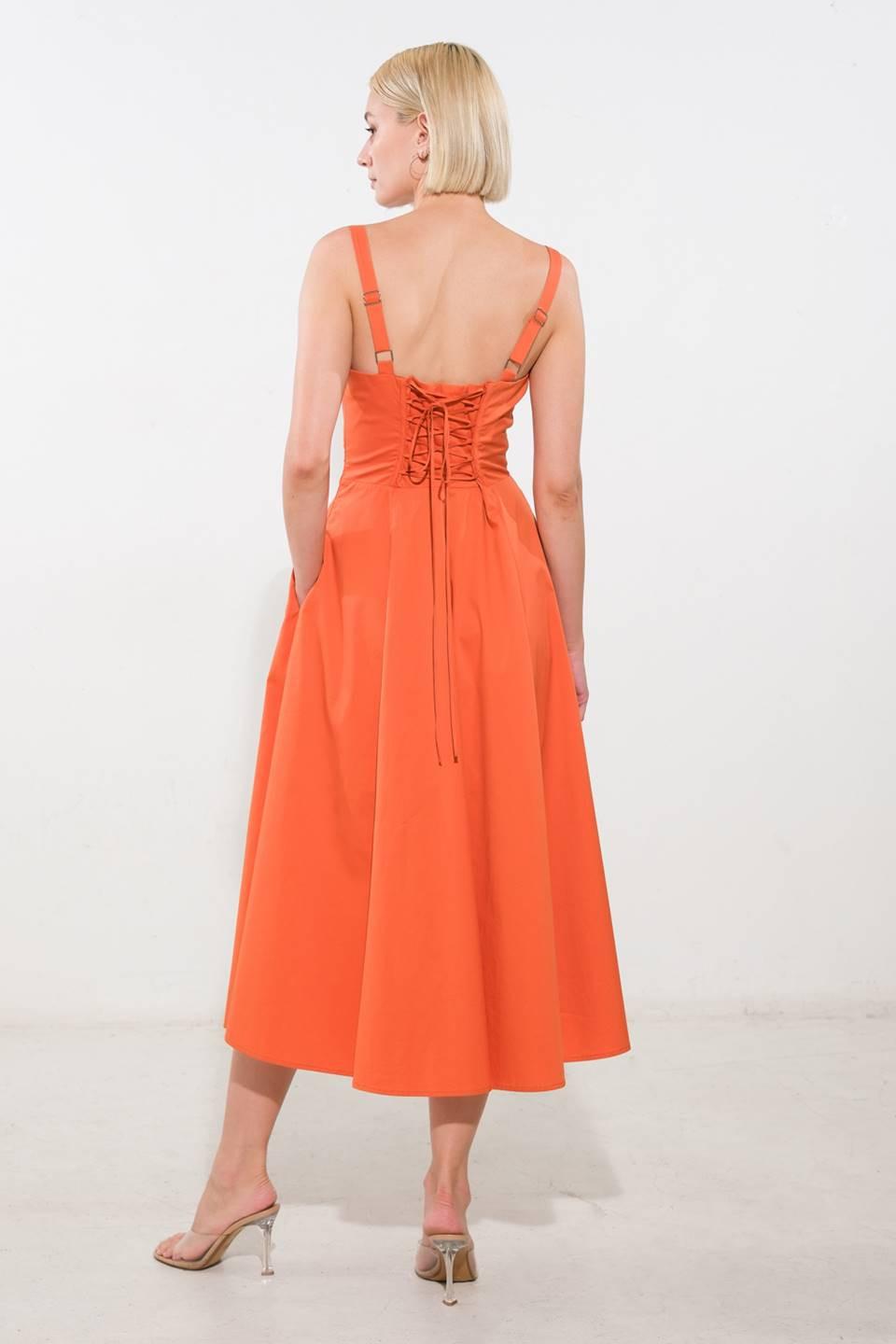 OCEANIC OPULENCE WOVEN MIDI DRESS.