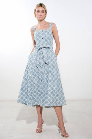 MADE TO BELIVE DENIM MIDI DRESS.