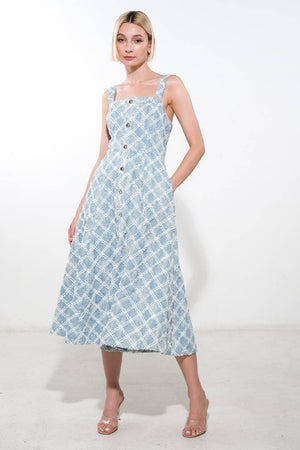 MADE TO BELIVE DENIM MIDI DRESS.
