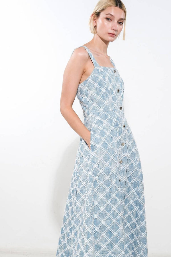 MADE TO BELIVE DENIM MIDI DRESS.