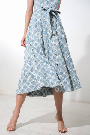 MADE TO BELIVE DENIM MIDI DRESS.