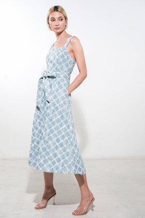 MADE TO BELIVE DENIM MIDI DRESS.