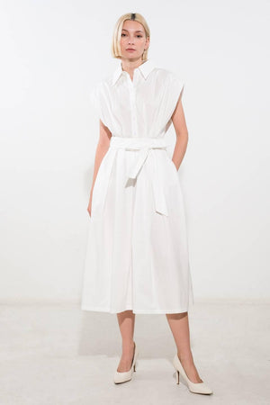 DEEPER CONNECTION WOVEN MIDI DRESS.