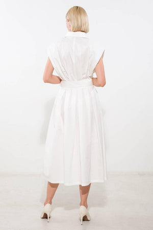 DEEPER CONNECTION WOVEN MIDI DRESS.