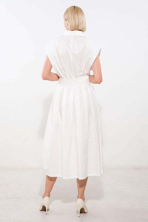 DEEPER CONNECTION WOVEN MIDI DRESS.