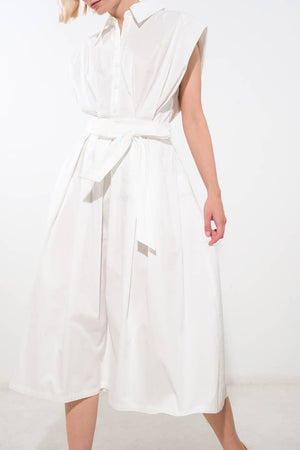 DEEPER CONNECTION WOVEN MIDI DRESS.